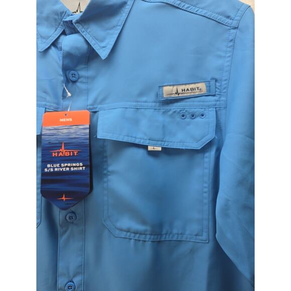 Habit Men's UPF 40+ UV Protection Fishing Shirt Size Small Blue - Picture 2 of 9